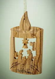 Ornament-Olive Wood-Holy Family In Candle (3